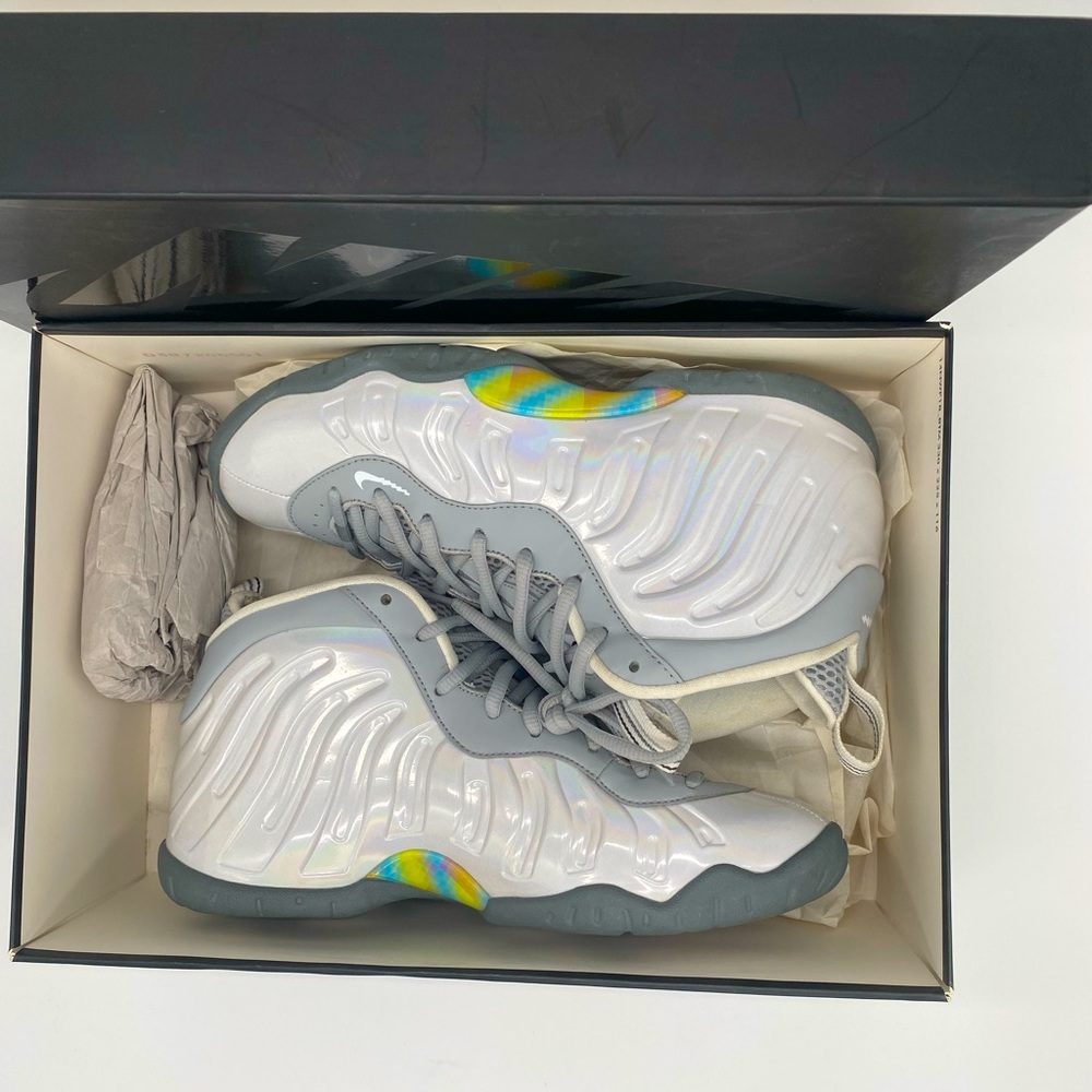 Nike Little Posite One Light Smoke Grey/White Youth Size 7